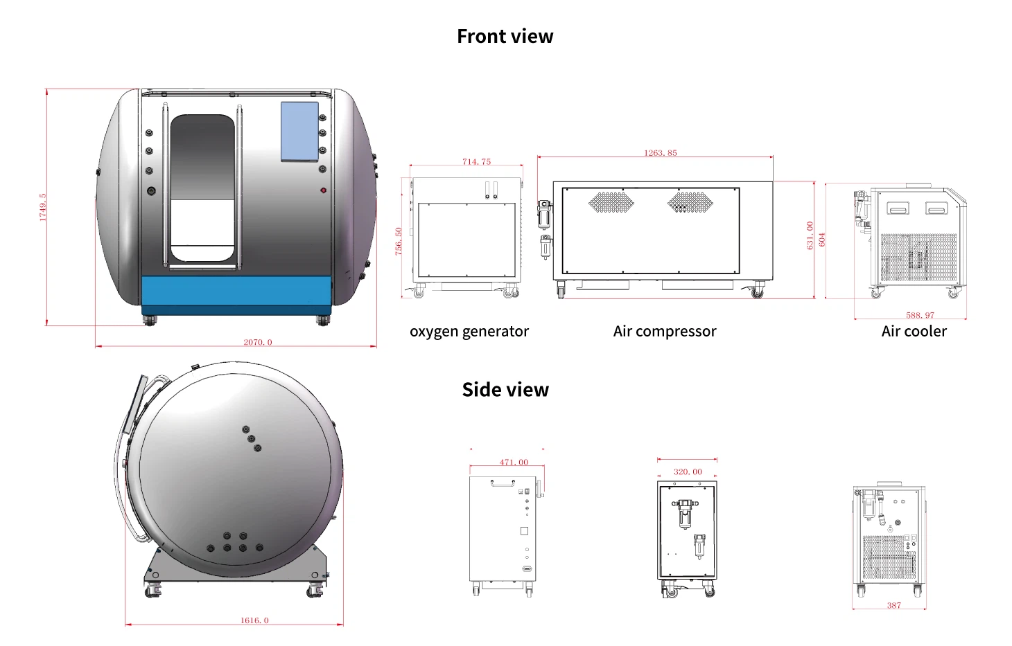 2 Ata Multiplace Hyperbaric Chamber HE5000 dimensions 2 Ata Multiplace Hyperbaric Chamber HE5000 dimensions